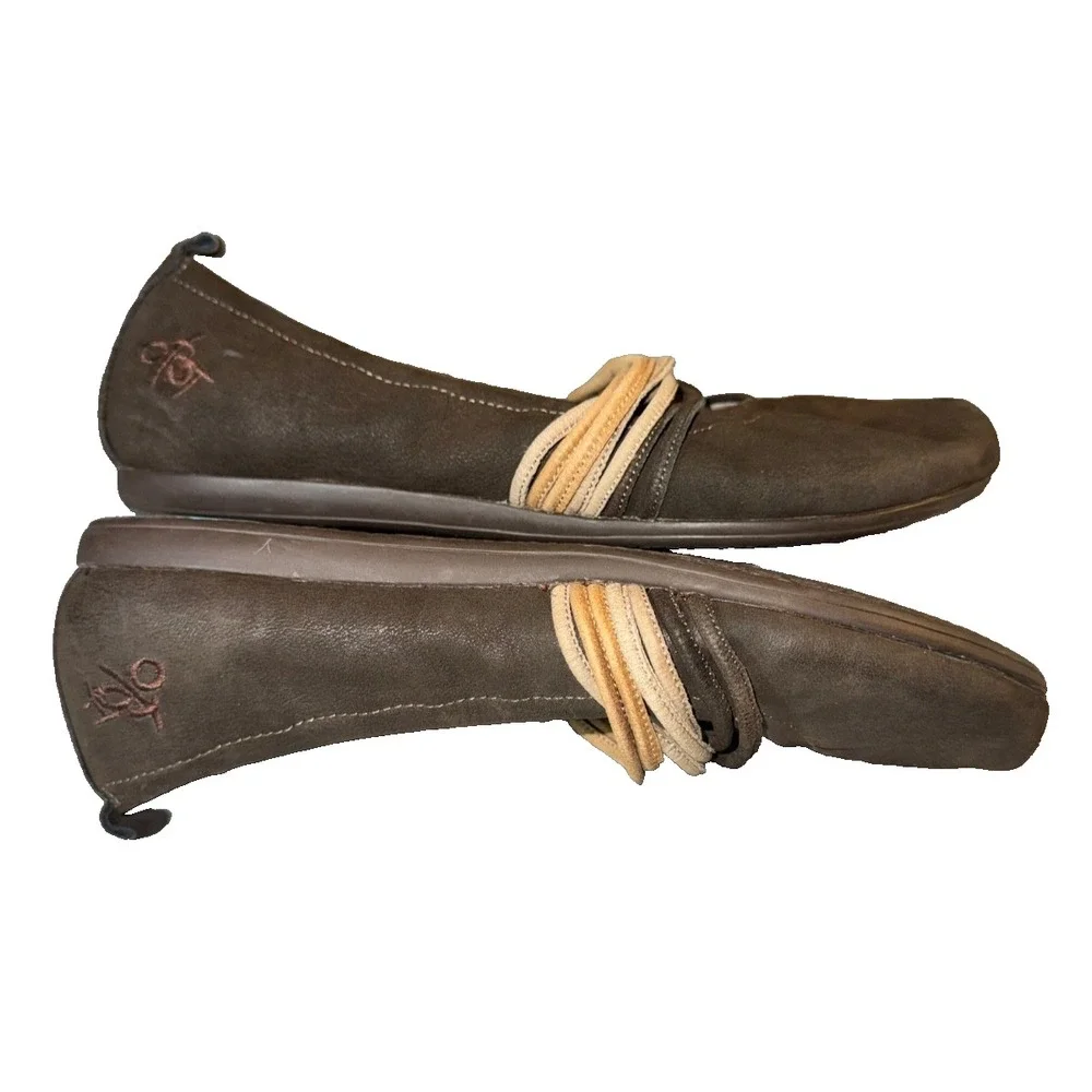 OTBT Park City Dark Brown Leather Mary Janes Ballet Flats Women Size 8 comfort - Picture 5 of 9